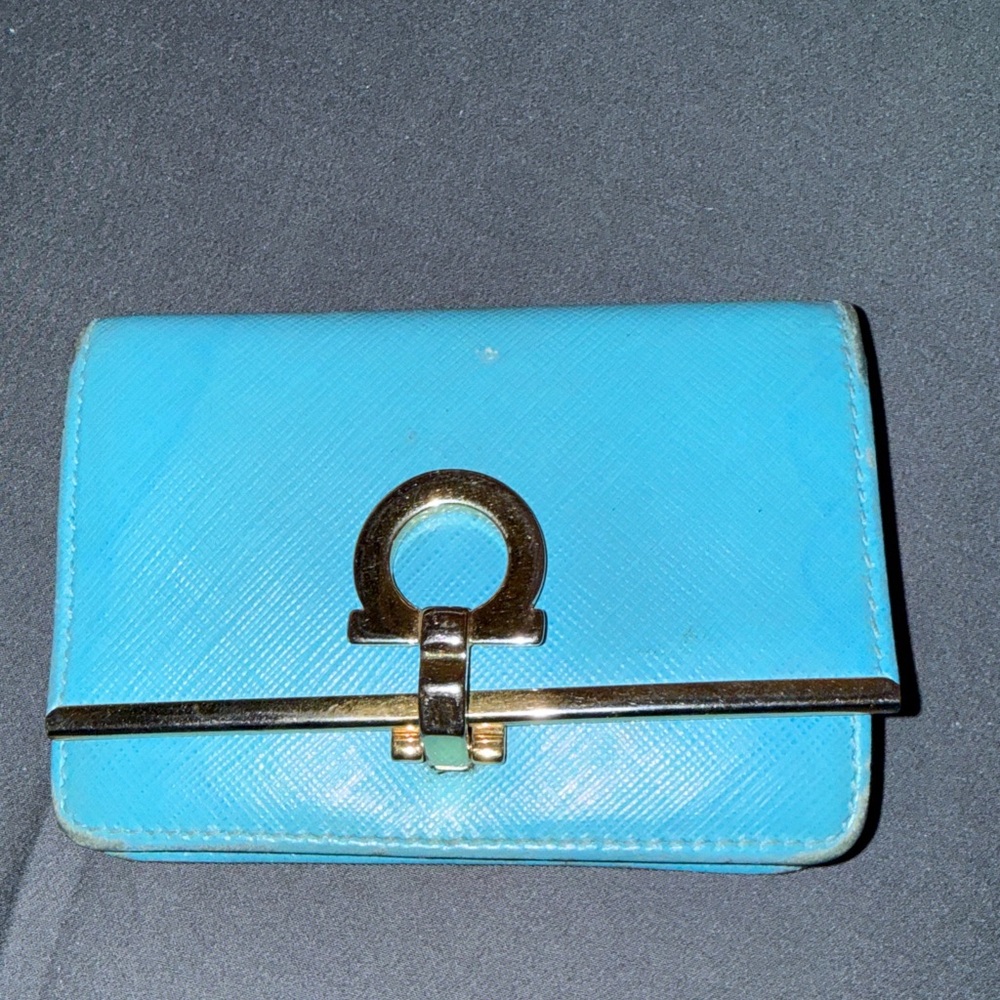 Elegant Blue Leather Clutch